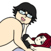 Megane-sleep-with-red-hair-doll happy